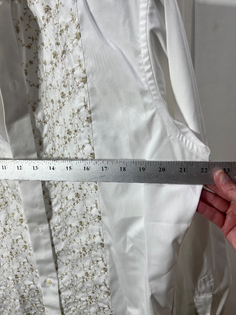Eton White Dinner Shirt with Gold Embroidered Bib – Luxury Formal Dress Shirt - Picture 6 of 7